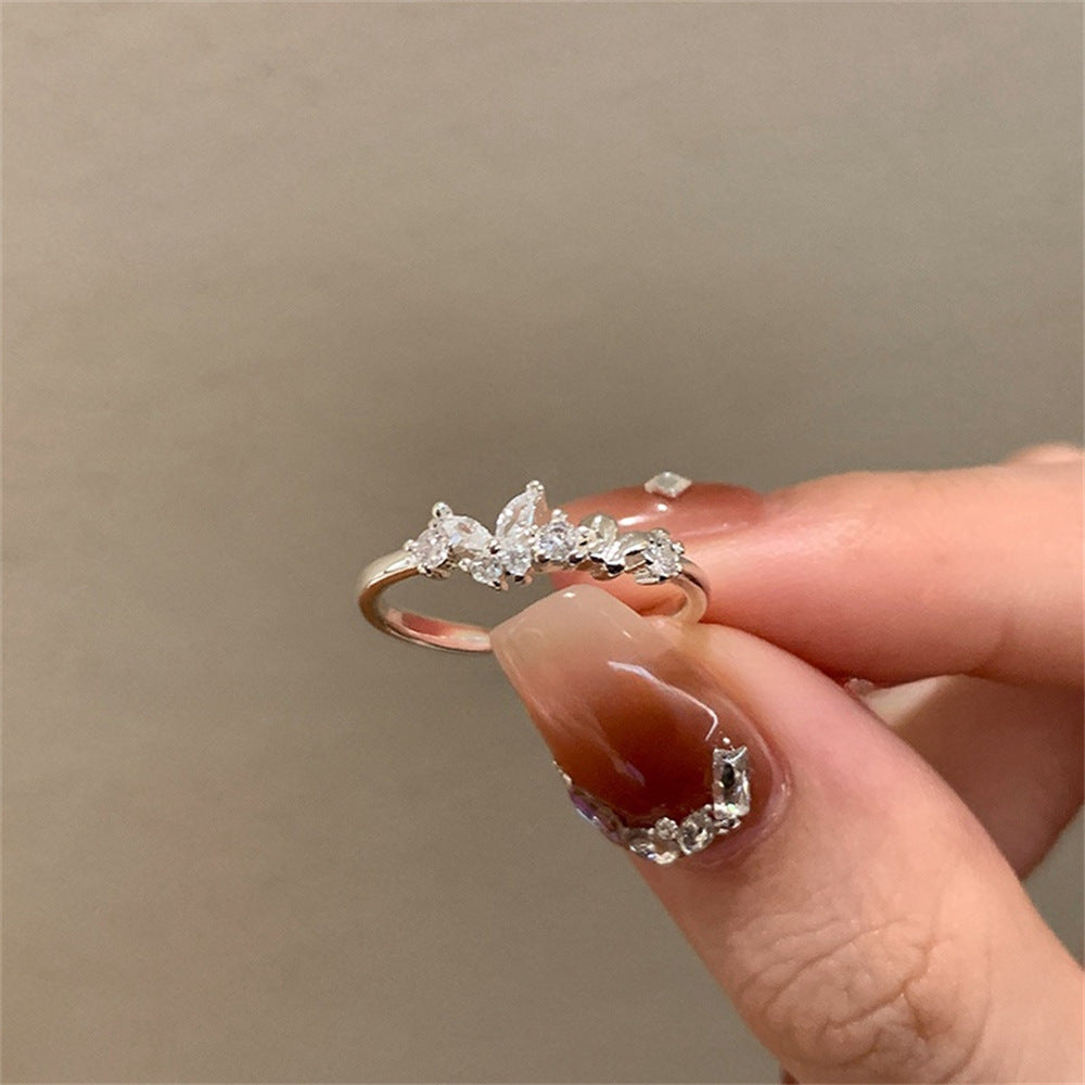 Wholesale Autumn and Winter Flash Diamond Zircon Does Not Fade High-end Luxury Sterling Silver Rings